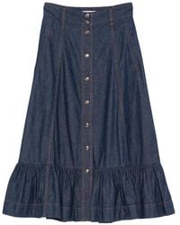 Zimmermann - Jupe Longue Aster En Jean À Volants - Lyst
