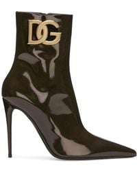 Dolce & Gabbana - 105mm Logo-plaque Leather Boots - Lyst