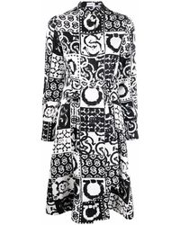 Ferragamo - Gancini-Print Shirt Dress - Lyst