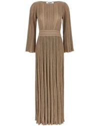 Antonino Valenti - Lilas Pleated-Design Bell-Sleeve Maxi Dress - Lyst