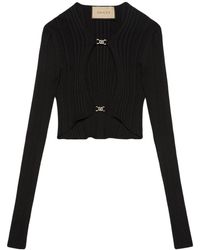 Gucci - Cut-out Ribbed Crop Top - Lyst