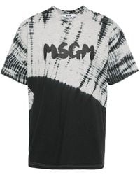 MSGM - T-shirt Met Tie-dye Print - Lyst