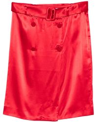 Ferragamo - Belted Button-Front Midi Skirt - Lyst