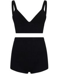 RED Valentino - Ribbed V-Neck Top And Shorts Set - Lyst