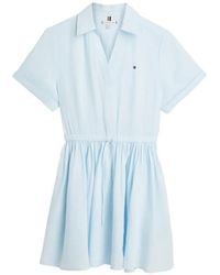 Tommy Hilfiger - Robe Courte Manches Courtes À Lien De Resserrage - Lyst