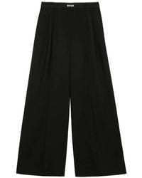 MSGM - Logo-Waistband Pleated-Design Trousers - Lyst