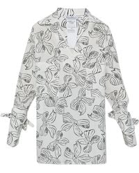 Max Mara - Bow-Print Tied-Cuff Shirt - Lyst