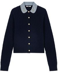 Maje - Cardigan With Poplin Collar - Lyst