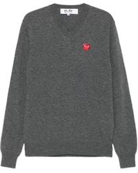 COMME DES GARÇONS PLAY - Heart-Emblem V-Neck Sweater - Lyst