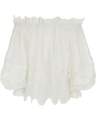 CAMILLA - Top Con Bordado Inglés Y Hombros Descubiertos - Lyst