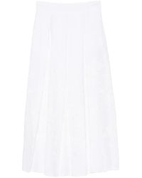 Eleventy - Floral-Embroidery Midi Skirt - Lyst