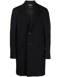 Zegna - Plaid Check-pattern Knitted Coat - Lyst