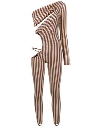 Amir Slama - Stripe-Print One-Shoulder Jumpsuit - Lyst