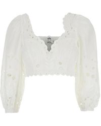 Charo Ruiz - Eyelet Detail Crop Blouse - Lyst