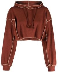 Baserange - Exposed-seam Fine-ribbed Cropped Hoodie - Lyst