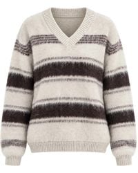 Low Classic - Striped V-Neck Sweater - Lyst