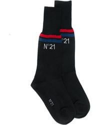 N°21 Gestreifte Socken mit Logo - Schwarz