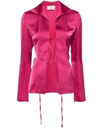Stockholm Surfboard Club - Satin-Finish Tie-Fastening Blouse - Lyst