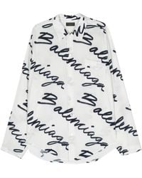 Balenciaga - Logo-print Poplin Shirt - Lyst