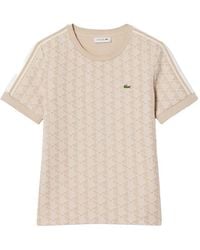 Lacoste - Geometric Print Striped T-Shirt - Lyst