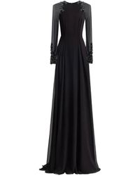 Gemy Maalouf - Beaded-Sleeve Back-Cape Dress - Lyst