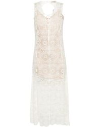 Twinset - Midi Semi-Sheer Crochet Dress - Lyst