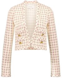 Giambattista Valli - Check-pattern Tweed Cropped Jacket - Lyst