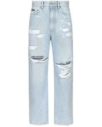 Dolce & Gabbana - Cotton Denim Boyfriend Jeans With Rips - Lyst