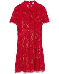 Self-Portrait - Mini-Jurk Met Pailletten En Kant - Lyst