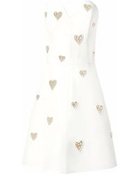 Carolina Herrera - Pearl-Embellished Strapless Silk Dress - Lyst