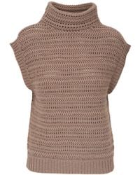 Brunello Cucinelli - Crochet-knit High-neck Vest - Lyst