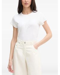 Joop! - Camiseta Tineta De Canalé Con Logo De Strass - Lyst