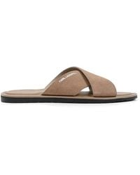 KARL LAGERFELD - Criss-Cross Suede Slides - Lyst