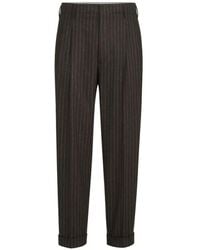 Brunello Cucinelli - Virgin Wool And Cashmere Chalk Stripe Trousers With Double Pleats - Lyst
