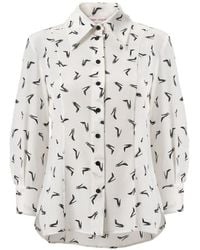 Carolina Herrera - Good Girl Shoe-Print Silk Shirt - Lyst