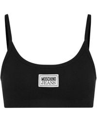 Moschino Jeans - Logo-appliqué Ribbed Bra Top - Lyst