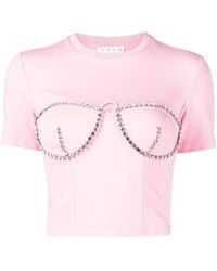 Area - Crystal-embellished Bustier-cup T-shirt - Lyst