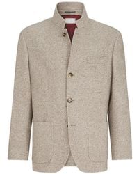 Brunello Cucinelli - Cashmere And Silk Diagonal Outerwear Blazer With Patch Pockets - Lyst