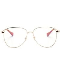 Gucci - Double G Logo-Engraved Cat-Eye Frame Glasses - Lyst