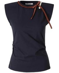 Dorothee Schumacher - Padded-Shoulder Ruched-Detail T-Shirt - Lyst
