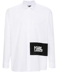 Karl Lagerfeld - Popeline-Hemd mit Logo-Print - Lyst