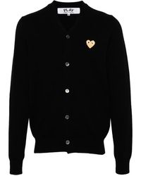 COMME DES GARÇONS PLAY - Heart-Patch Wool Cardigan - Lyst