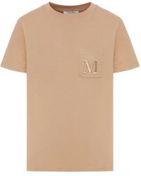 Max Mara - Camiseta de algodón con logo bordado - Lyst