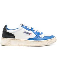 Autry - Super Vintage Medalist Low Sneakers In Blue, Black And White Leather - Lyst