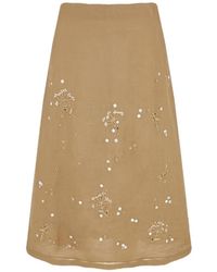 Lorena Antoniazzi - Embroidered Elasticated-Waist Midi Skirt - Lyst