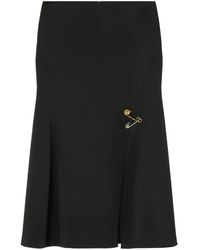 Versace - Satijnen Midi-Rok Met Veiligheidsspeld - Lyst
