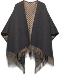 Prada - Poncho Reversible Con Flecos - Lyst