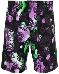 MSGM - Abstract-Print Cotton Bermuda Shorts - Lyst