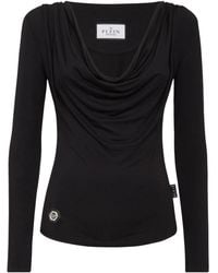 Philipp Plein - Cowl-Neck Long-Sleeve Top - Lyst