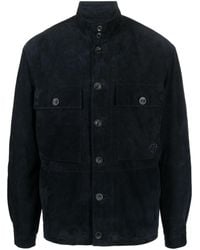 Giorgio Armani - High-neck Suede Shirt Jacket - Lyst